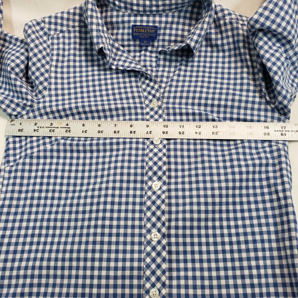 Pendleton Blue White Gingham Check Button Down Sh… - image 6